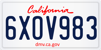 CA license plate 6XOV983
