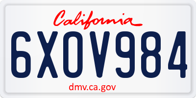 CA license plate 6XOV984