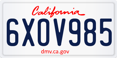 CA license plate 6XOV985