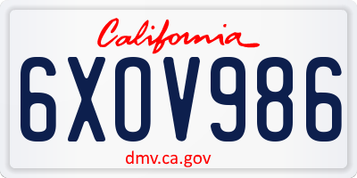 CA license plate 6XOV986