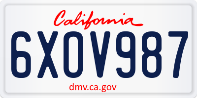 CA license plate 6XOV987