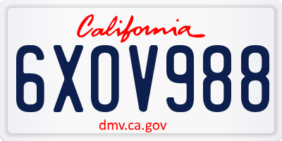 CA license plate 6XOV988