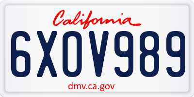 CA license plate 6XOV989