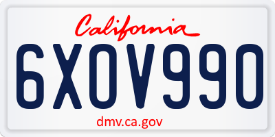 CA license plate 6XOV990
