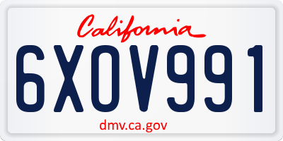 CA license plate 6XOV991