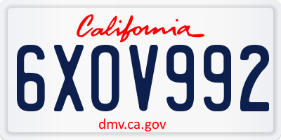 CA license plate 6XOV992