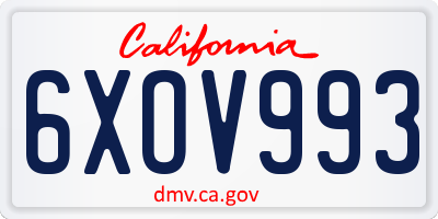 CA license plate 6XOV993