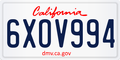 CA license plate 6XOV994