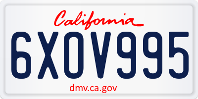CA license plate 6XOV995