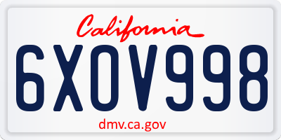 CA license plate 6XOV998