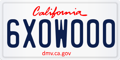 CA license plate 6XOW000