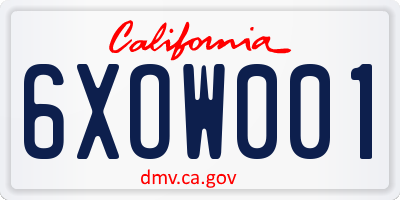 CA license plate 6XOW001