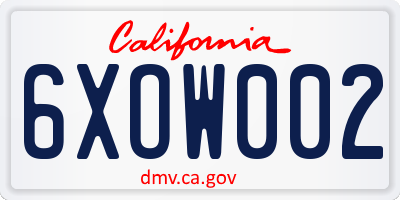 CA license plate 6XOW002