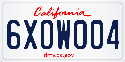 CA license plate 6XOW004