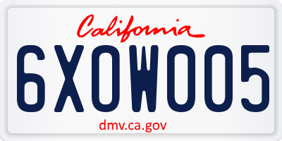 CA license plate 6XOW005