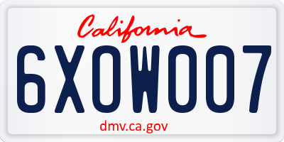 CA license plate 6XOW007