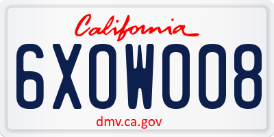 CA license plate 6XOW008