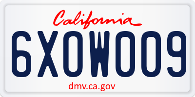 CA license plate 6XOW009