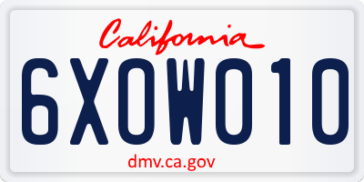 CA license plate 6XOW010