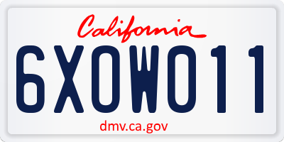 CA license plate 6XOW011