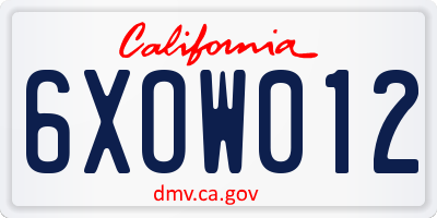 CA license plate 6XOW012