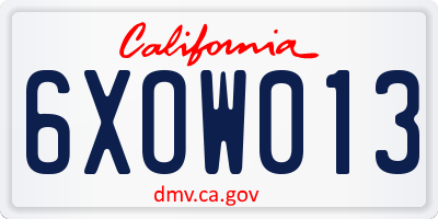 CA license plate 6XOW013