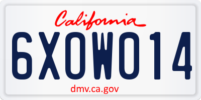CA license plate 6XOW014