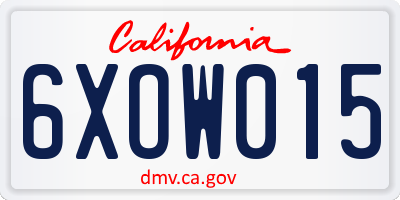 CA license plate 6XOW015