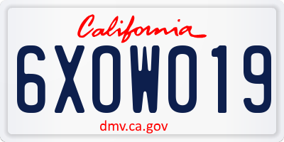 CA license plate 6XOW019