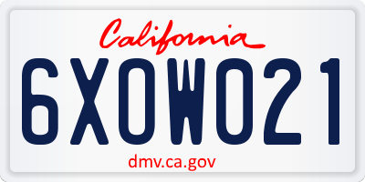 CA license plate 6XOW021