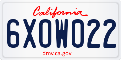CA license plate 6XOW022