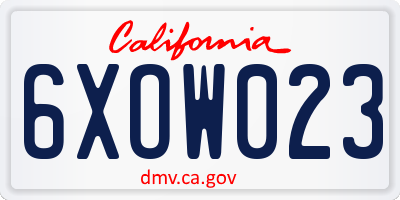 CA license plate 6XOW023