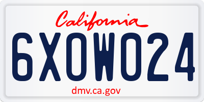 CA license plate 6XOW024