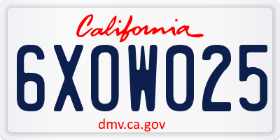 CA license plate 6XOW025