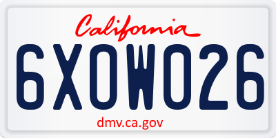 CA license plate 6XOW026