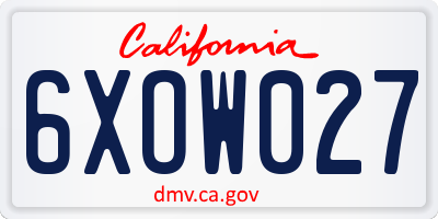 CA license plate 6XOW027
