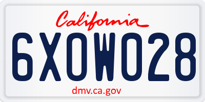CA license plate 6XOW028