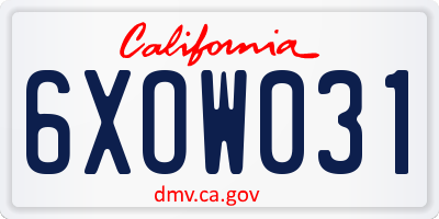 CA license plate 6XOW031