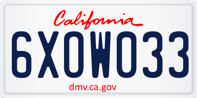 CA license plate 6XOW033