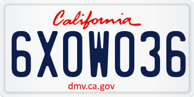 CA license plate 6XOW036