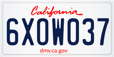 CA license plate 6XOW037