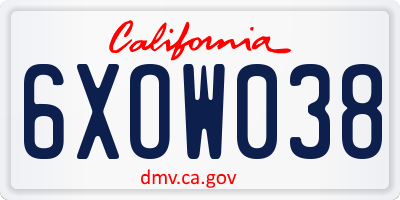 CA license plate 6XOW038