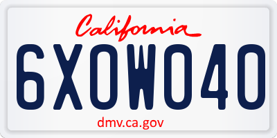CA license plate 6XOW040