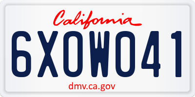 CA license plate 6XOW041