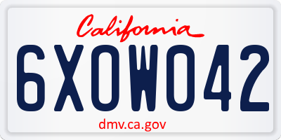 CA license plate 6XOW042