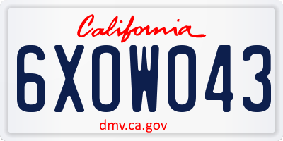 CA license plate 6XOW043
