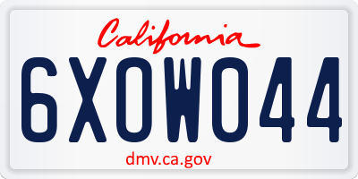 CA license plate 6XOW044