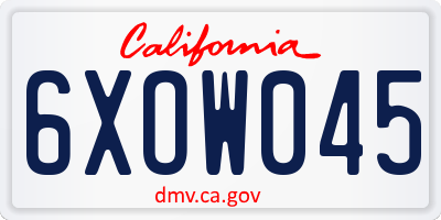 CA license plate 6XOW045