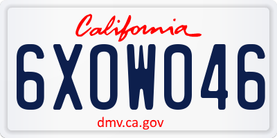 CA license plate 6XOW046