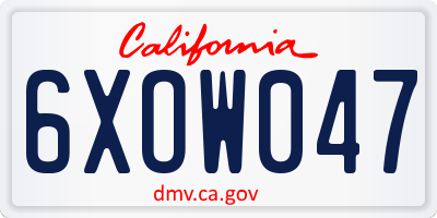 CA license plate 6XOW047